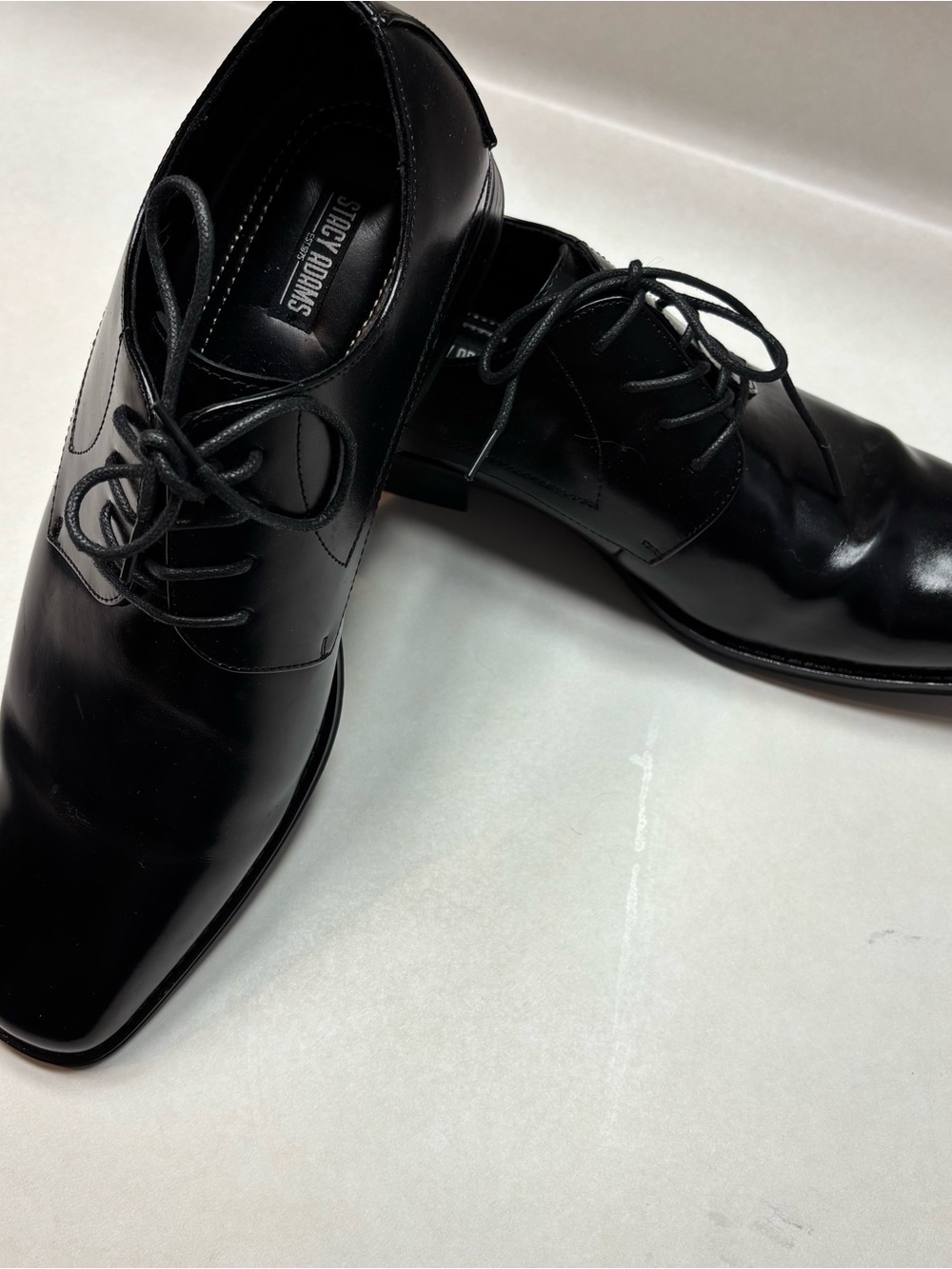 Stacy Adams Black Leather Lace-Up Oxfords